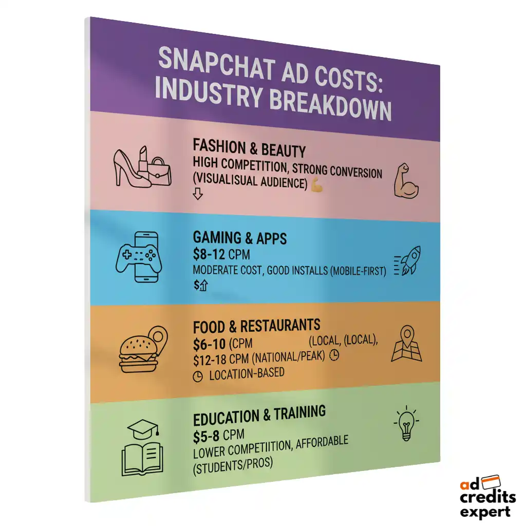 Snapchat ad costs by industry