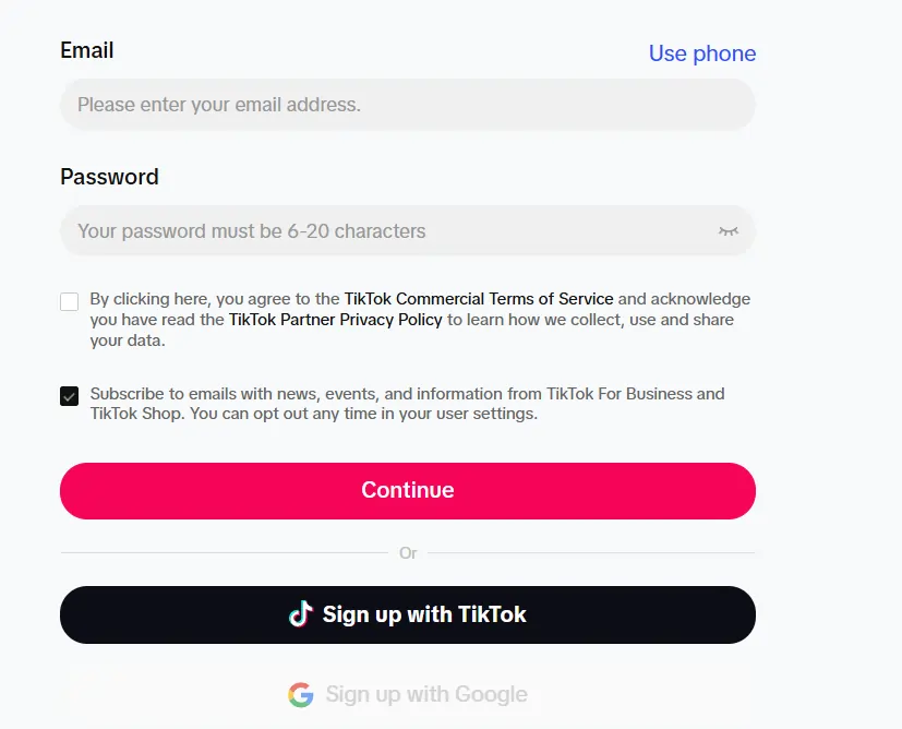 TikTok For Business Create Account