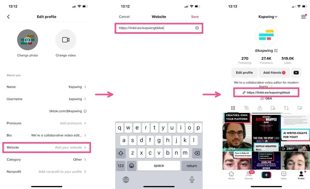 TikTok Link Placement