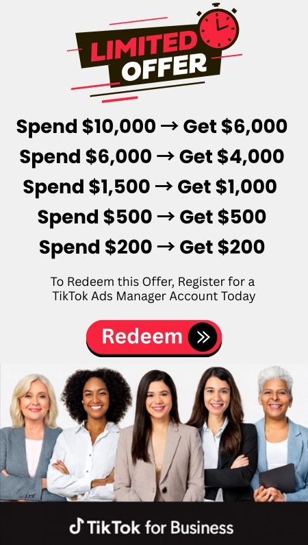 TikTok for Business Coupon Banner