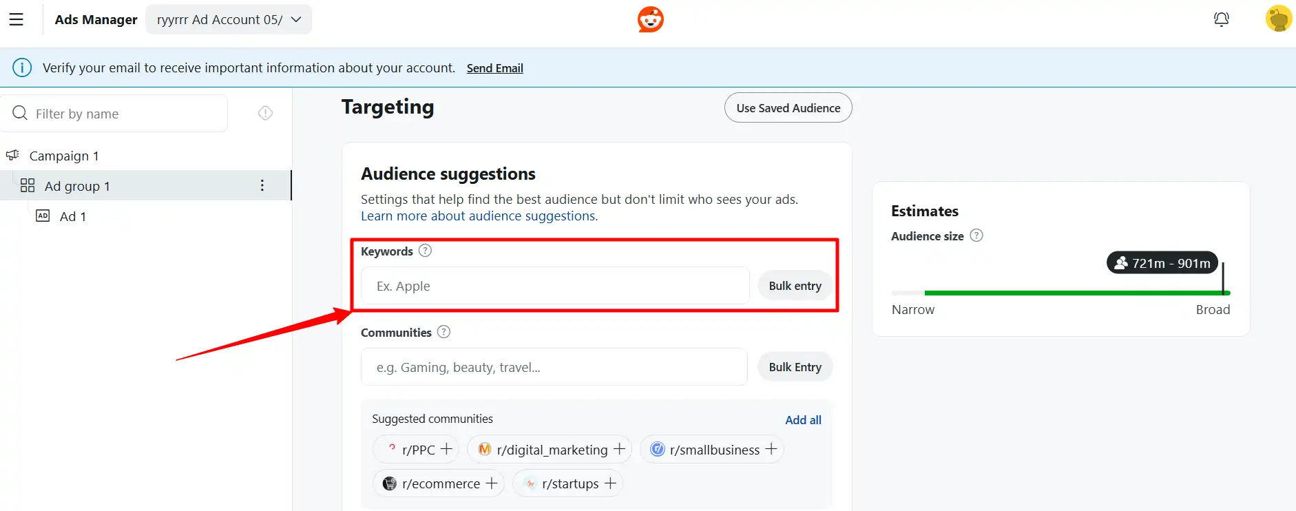 Reddit Ads Keyword Targeting