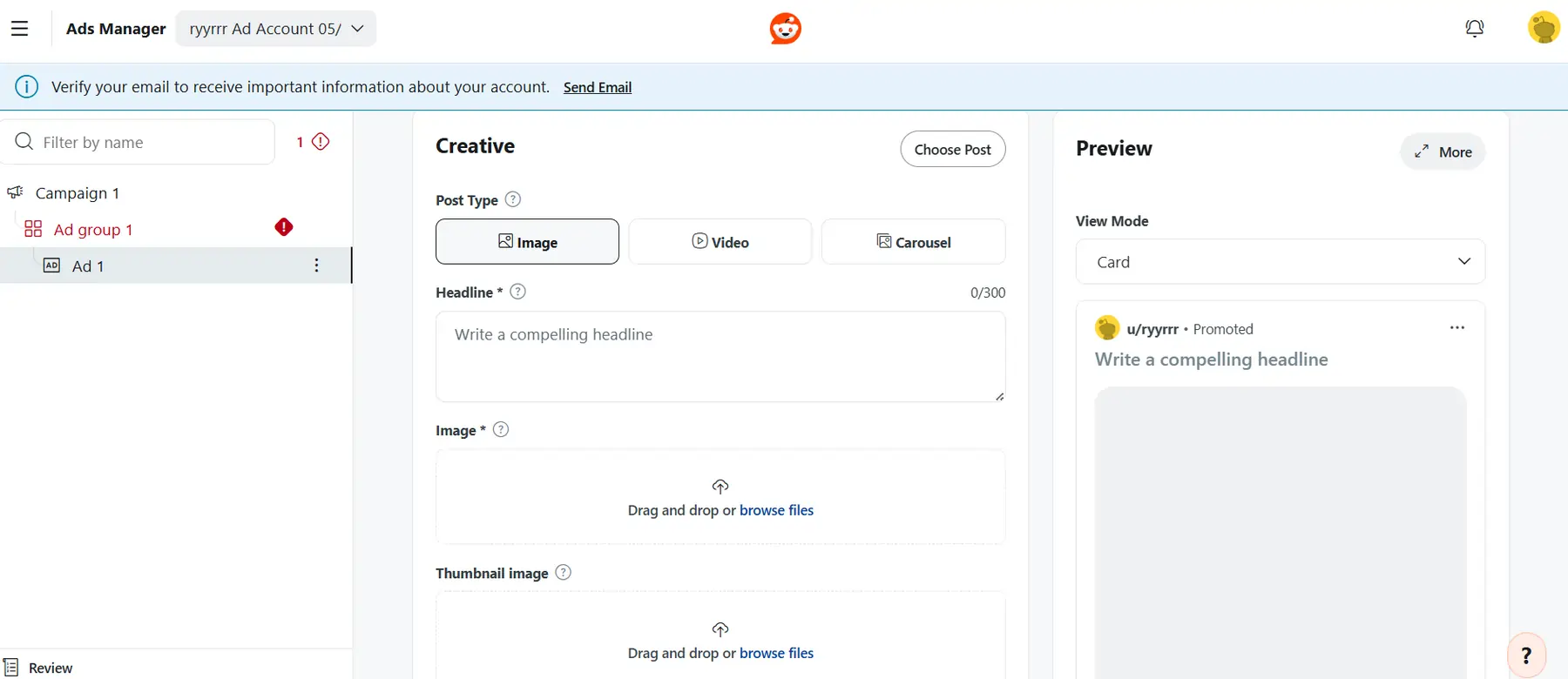 Select Reddit ad format