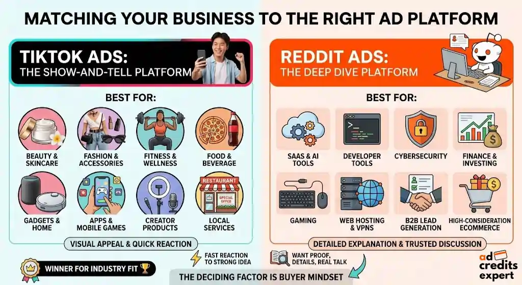 TikTok vs Reddit industry suitability comparison