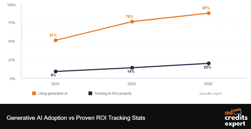 Generative AI Adoption vs Proven ROI Tracking Stats