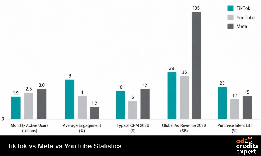 TikTok vs Meta vs YouTube Statistics