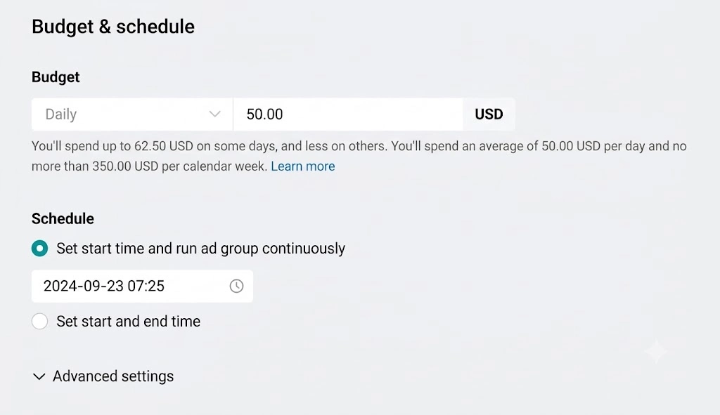 Set Your Budget in TikTok Smart+